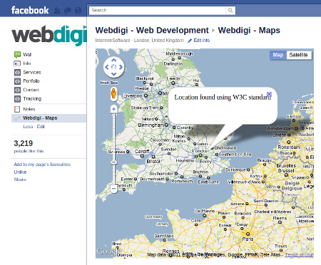 Google maps with location on Facebook iframe tabs