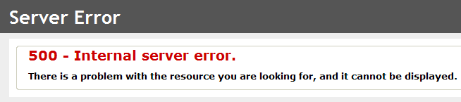  Internal Server Error - Windows Server 2008