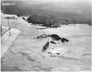 Aerial view showing all seven destroyers