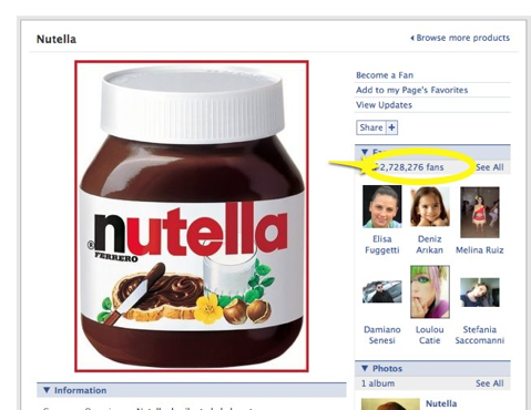 Nutella Facebook fan page