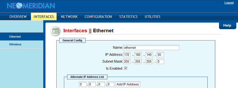 WiMax router web administration